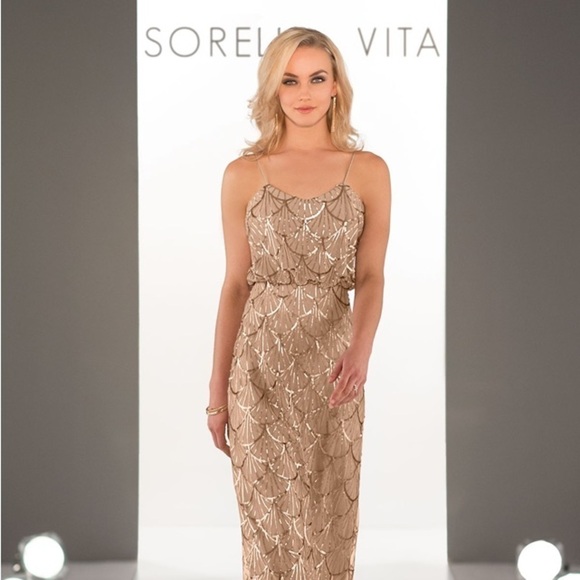 Sorella Vita NWT #9018 Bridesmaid or Mother of Bride Dress Sz 10 Sequins Holiday - Picture 7 of 16
